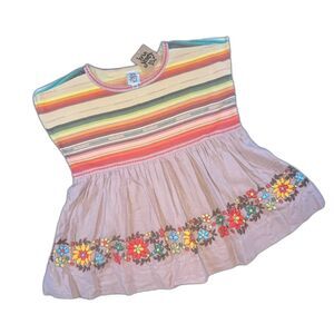 NWT Ivy Jane Embroidered Serape Stripe Boho Womens Top sz XS Resort Summer Vacay
